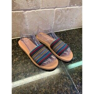 Madewell The Maddie Slide Sandal in Rainbow Stripe Size 7 NWT